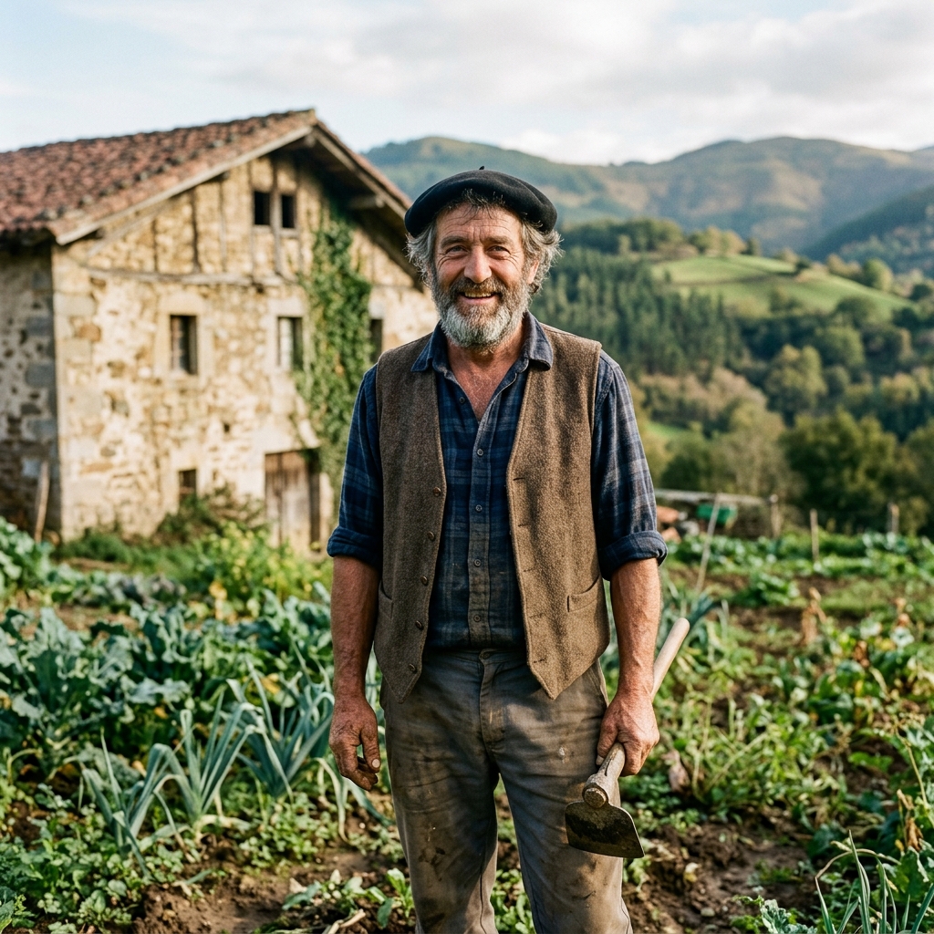 Portrait d'un fermier souriant dans son champ